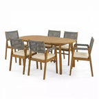 Christopher Knight Home Hanh Ensemble de salle à manger moderne 7 pièces en bois d'acacia avec table à lattes et design en corde