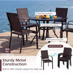 Ensemble de salle à manger Gymax 9 pièces pour patio avec table rectangulaire et chaises empilables avec trou pour parasol
