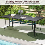 Ensemble de salle à manger Gymax 9 pièces pour patio avec table rectangulaire et chaises empilables avec trou pour parasol