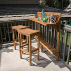 GDFStudio Pranav Ensemble de bar de balcon moderne 3 pièces en bois d'acacia avec étagère inférieure et 2 tabourets