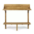 GDFStudio Pranav Ensemble de bar de balcon moderne 3 pièces en bois d'acacia avec étagère inférieure et 2 tabourets