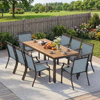 Gymax 9PCS Patio Dining Set for 8 w/Quick-Drying Fabric Sturdy Acacia Wood for Garden
