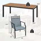 Gymax 9PCS Patio Dining Set for 8 w/Quick-Drying Fabric Sturdy Acacia Wood for Garden