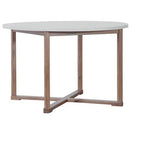 Ensemble de salle à manger d'extérieur 5 pièces en bois d'acacia pour 4, table ronde à lattes et 4 chaises, mobilier de jardin pour terrasse, bord de piscine - Panipeachy