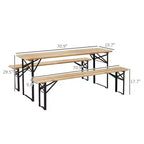 6' Portable Picnic Table and Bench Set, Outdoor Wooden Folding Camping Dining Table for Patio Garden Activities