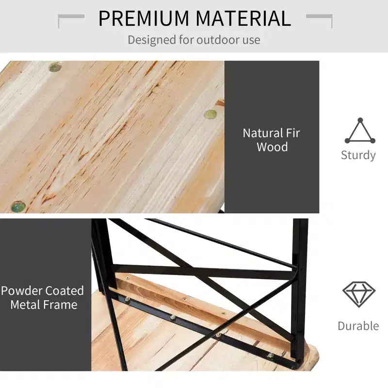 6' Portable Picnic Table and Bench Set, Outdoor Wooden Folding Camping Dining Table for Patio Garden Activities