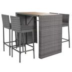 Ensemble de salle à manger/bar d'extérieur 5 pièces avec table en bois d'acacia et tabourets de bar en osier, mobilier résistant aux intempéries pour jardin-Panipeachy