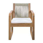 Ensemble de salle à manger d'extérieur ModernLuxe 5/7 pièces, table en bois d'acacia 71" avec coussins + 6 chaises de salle à manger à dossier en corde, finition teck clair