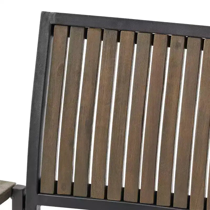Christopher Knight Home Leif Modern 5 Piece Patio Acacia and Iron Dining Set with Square Table and Slatted Design