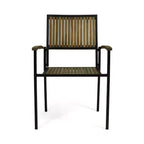 Christopher Knight Home Leif Modern 5 Piece Patio Acacia and Iron Dining Set with Square Table and Slatted Design