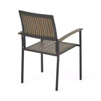 Christopher Knight Home Leif Modern 5 Piece Patio Acacia and Iron Dining Set with Square Table and Slatted Design