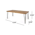 Christopher Knight Home Mikkel Ensemble de salle à manger d'extérieur moderne 7 pièces en acacia avec table à lattes et pieds en épingle à cheveux en fer