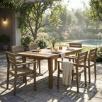 Christopher Knight Home Kasper Modern 7 Piece Patio Acacia Dining Set with Expandable Rectangular Slatted Table