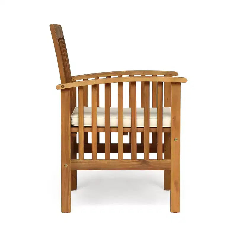 Christopher Knight Home Rasmus Ensemble de salle à manger moderne 7 pièces en acacia pour terrasse avec table à lattes extensible et coussins