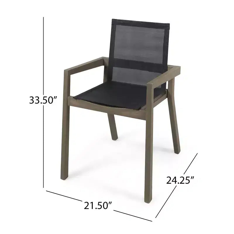 Christopher Knight Home Sofia 7 Piece Outdoor Rustic Acacia Wood Dining Set with Mesh Chairs