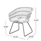 Christopher Knight Home Liz Transitional 7 Piece Outdoor Acacia Wood Slatted Dining Table with Rattan Cushioned Chairs