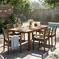 Christopher Knight Home Doris 7 Piece Rustic Patio Acacia Wood Dining Set with Expandable Table
