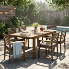 Christopher Knight Home Doris 7 Piece Rustic Patio Acacia Wood Dining Set with Expandable Table