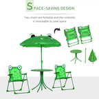 Ensemble table et chaises de pique-nique pliantes pour enfants avec parasol 4 pièces vert