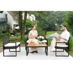 Ensemble de mobilier de jardin 4 pièces en bois d'acacia avec plateau de table, cadre en métal, coussins, pour balcon, jardin, arrière-cour, pelouse