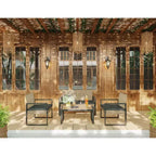 Ensemble de mobilier de jardin 4 pièces en bois d'acacia avec plateau de table, cadre en métal, coussins, pour balcon, jardin, arrière-cour, pelouse