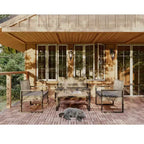 Ensemble de mobilier de jardin 4 pièces en bois d'acacia avec plateau de table, cadre en métal, coussins, pour balcon, jardin, arrière-cour, pelouse