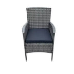 GDFStudio Jayu Modern 9 Piece Metal and PE Rattan Patio Dining Set with Cushion and Glass Tabletop