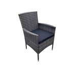GDFStudio Jayu Modern 9 Piece Metal and PE Rattan Patio Dining Set with Cushion and Glass Tabletop