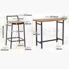 Gymax Ensemble de 5 pièces pour bar extérieur avec surfaces en bois d'acacia et cadre en métal robuste, table et chaises hauteur bar pour terrasse, balcon, piscine