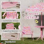 Kids Outdoor Picnic Table and Chair Set with Butterfly Umbrella 3-Piece Pink