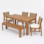 Christopher Knight Home Zayne Ensemble de salle à manger 6 pièces en bois d'acacia rustique et osier avec coussins