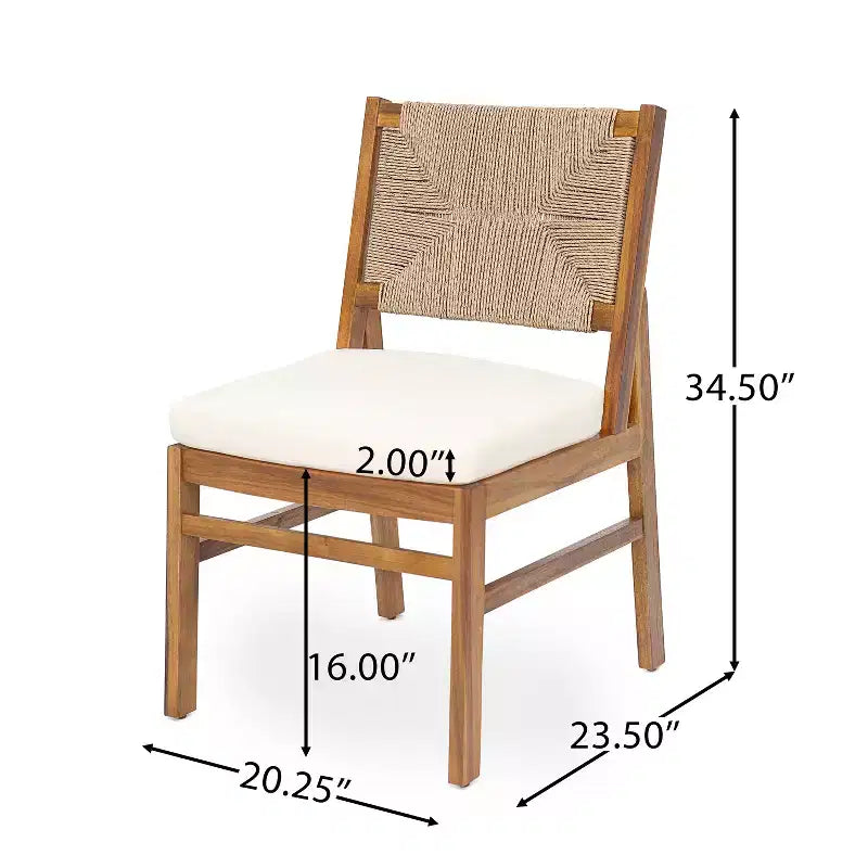 Christopher Knight Home Zayne Ensemble de salle à manger 6 pièces en bois d'acacia rustique et osier avec coussins