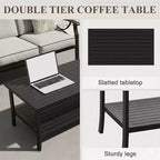 Ensemble de mobilier de jardin en métal 3 pièces, canapé d'extérieur 5 places tout temps avec coussins épais
