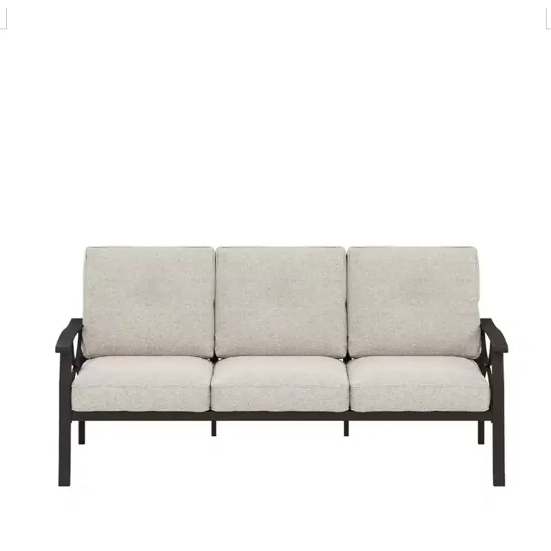 Ensemble de mobilier de jardin en métal 3 pièces, canapé d'extérieur 5 places tout temps avec coussins épais