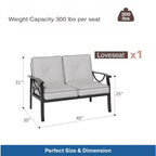 Ensemble de mobilier de jardin en métal 3 pièces, canapé d'extérieur 5 places tout temps avec coussins épais