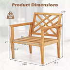 Costway Ensemble table d'appoint et chaises de patio 3 pièces, lot de 2 avec dossier confortable et pieds solides