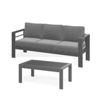 Ensemble de patio extérieur 2 pièces, canapé d'extérieur 3 places en métal, résistant aux intempéries, de 190,5 cm, avec coussins épais et table basse de 109,2 cm
