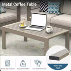 Ensemble de patio extérieur 2 pièces, canapé d'extérieur 3 places en métal, résistant aux intempéries, de 190,5 cm, avec coussins épais et table basse de 109,2 cm