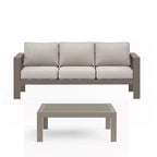 Ensemble de patio extérieur 2 pièces, canapé d'extérieur 3 places en métal, résistant aux intempéries, de 190,5 cm, avec coussins épais et table basse de 109,2 cm