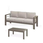 Ensemble de patio extérieur 2 pièces, canapé d'extérieur 3 places en métal, résistant aux intempéries, de 190,5 cm, avec coussins épais et table basse de 109,2 cm