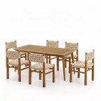 Christopher Knight Home Hailey - Ensemble de 7 chaises de salle à manger d'extérieur en acacia et osier de style campagnard avec table à lattes