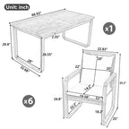 Ensemble de salle à manger de patio 7 pièces en acacia Polibi avec fauteuils à bras courbés