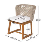 Christopher Knight Home Hruni Modern 7 Piece Patio Acacia Dining Set with Slatted Table and Wicker Back