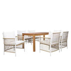 GDFStudio Nicolas, ensemble de salle à manger 7 pièces pour patio en bois et métal avec fauteuils en rotin tressé à la main