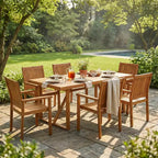 Christopher Knight Home Muodi Modern 7 Piece Patio Acacia Dining Set with Slatted Design