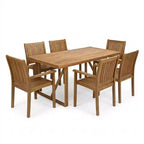 Christopher Knight Home Muodi, ensemble de salle à manger moderne 7 pièces pour terrasse en acacia, avec lattes