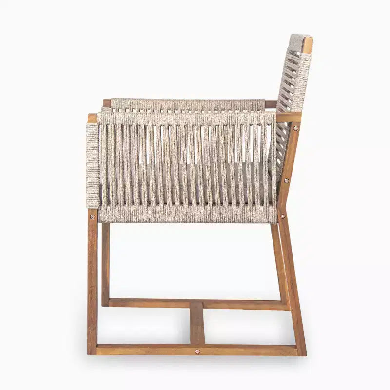 Christopher Knight Home Thrinot Modern 7 Piece Patio Acacia Dining Set with Slatted Table and Rope Design