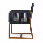 Christopher Knight Home Thrinot Modern 7 Piece Patio Acacia Dining Set with Slatted Table and Rope Design
