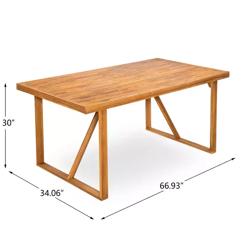 Ensemble de salle à manger d'extérieur 7 pièces moderne en acacia avec lattes Wrinki Christopher Knight Home