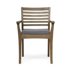 Christopher Knight Home Ensemble de salle à manger d'extérieur rustique irlandais 7 pièces en bois d'acacia avec coussins